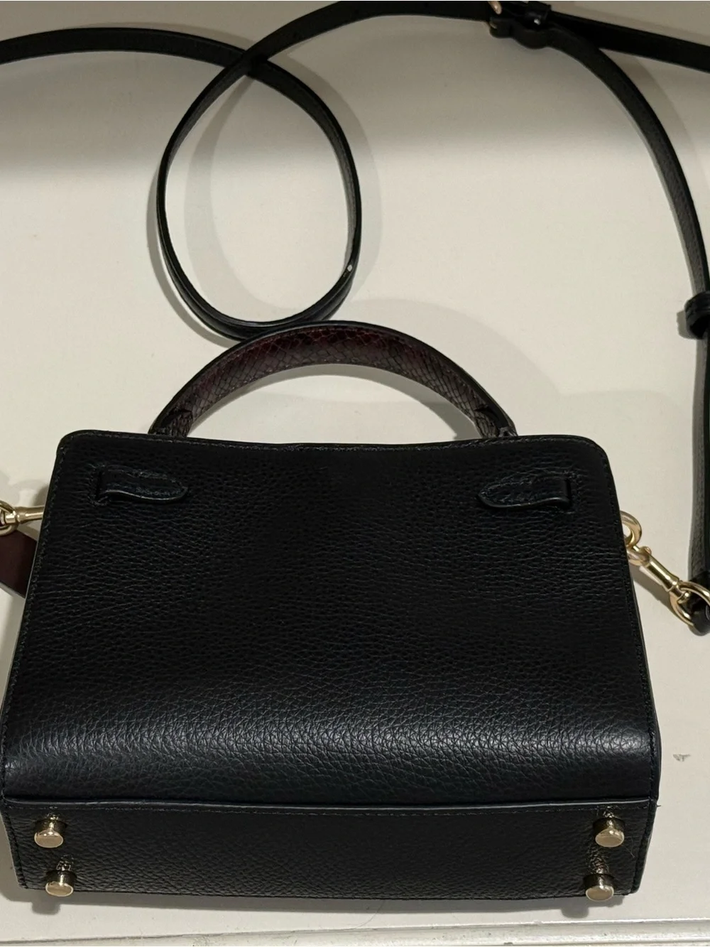 Coach Black Pebbled Leather Small Satchel with Gold-Tone Turnlock